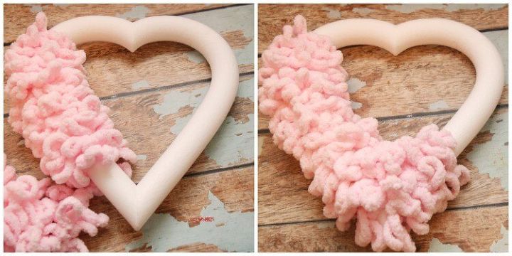 loopy yarn valentine wreath