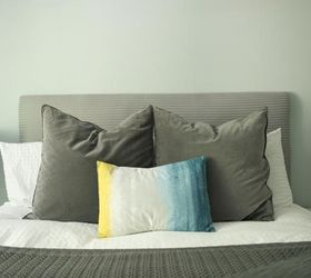 build a diy headboard and create the bedroom sanctuary you deserve, New Pillows for a DIYed Headboard Ashley Biggerthanthethreeofus