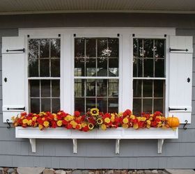 the best outdoor fall decor and fall decorating ideas for every home, Window Box Fall Decoration Jan Marie