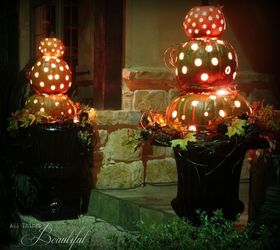 the best outdoor fall decor and fall decorating ideas for every home, My First Fall Porch Installment Pumpkin Topiary Janis All Things Beautiful