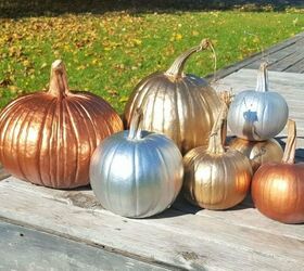 the best outdoor fall decor and fall decorating ideas for every home, Spray Painted Pumpkins Asparklymess