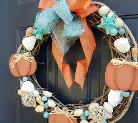 the best outdoor fall decor and fall decorating ideas for every home, Going Coastal with Fall Decor Coastal Fall Wreath Beverly Roderick at Across the Blvd