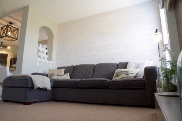 Shiplap living room accent wall