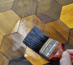 old chipboard armoire is totally transformed, Sealing the hexagons