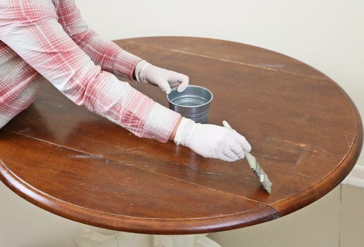 how to upcycle a wooden table with the tree of life mandala stencil