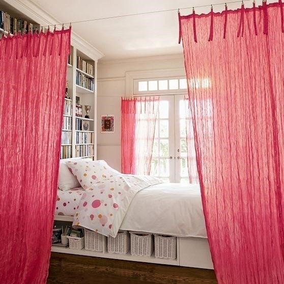 10 creative and beautiful diy room divider ideas, Curtain Room Divider BrightNest