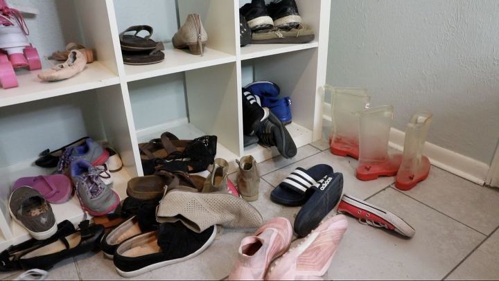 diy pvc pipe organizer for your shoes, See what I mean Total chaos