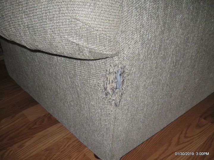 q how do i fix the back of a loveseat where my cat has damaged it