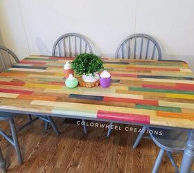 s 9 ways to bring color into your kitchen, Color Block Kitchen Table