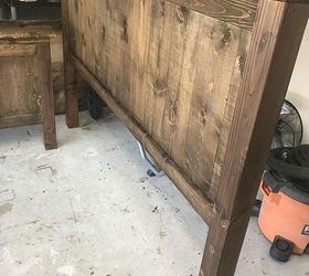 farmhouse bedroom set how to make a diy farmhouse bed, Staining the wood