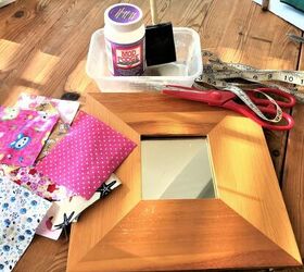 how to easily transform that old mirror frame with scraps of fabric, Preparation for decoupage mirror