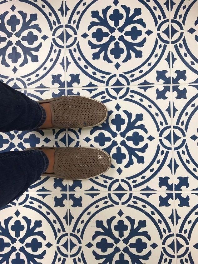 beautiful bathroom tile ideas that will make you want to renovate, Stenciled Bathroom Tile Ideas Cutting Edge Stencils