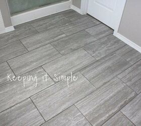 beautiful bathroom tile ideas that will make you want to renovate, Farmhouse Floor Tile Kaysi Gardner