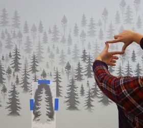 how to stencil a misty mountain wall mural