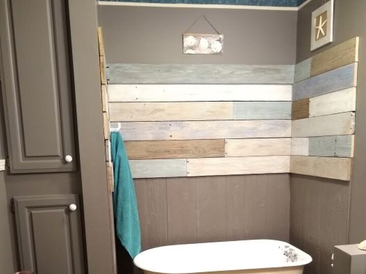 q how can i brighten the cabinet doors in this bathroom