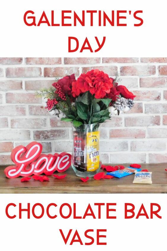 vaso de presente com barra de chocolate para o dia dos namorados