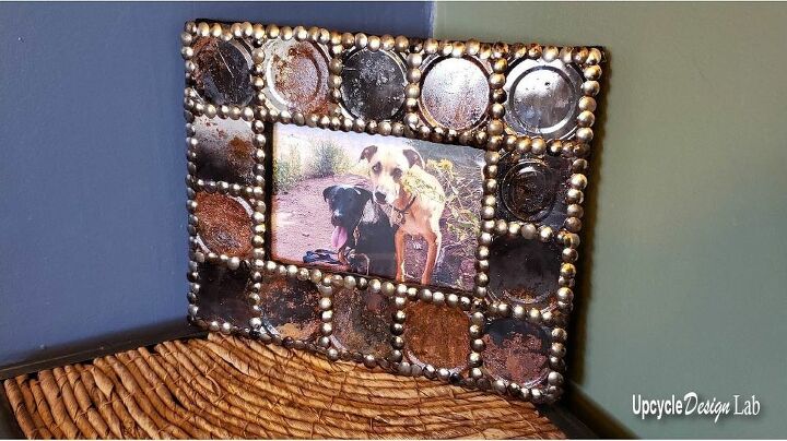 upcycled tin can picture frame