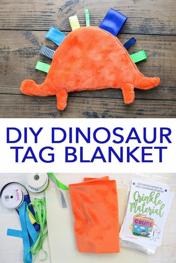 dinosaur shaped baby tag blanket