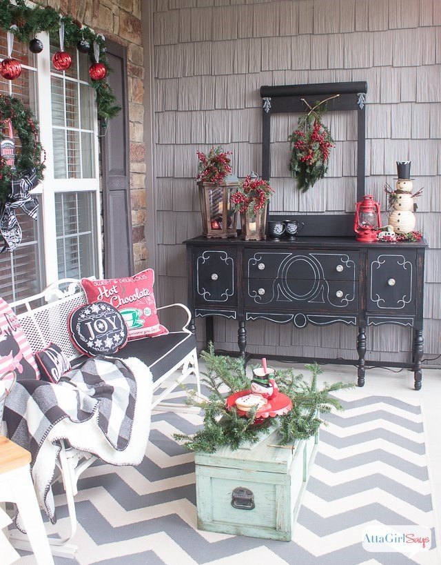 20 front porch ideas for any home or budget, Front Porch Christmas Decor Atta Girl Amy