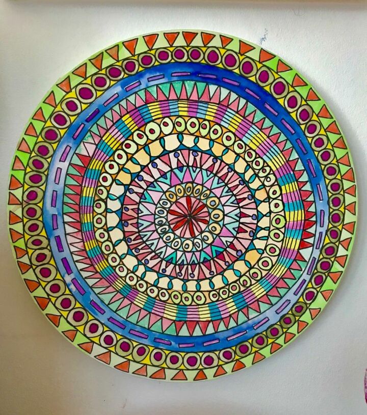 colourful doodle wall mandala, Mandala wall art with Arteza brush pens