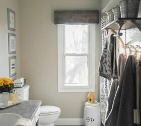 17 stunning diy window treatment ideas, Rustic Cornice Window Treatment Ideas Sypsie Designs