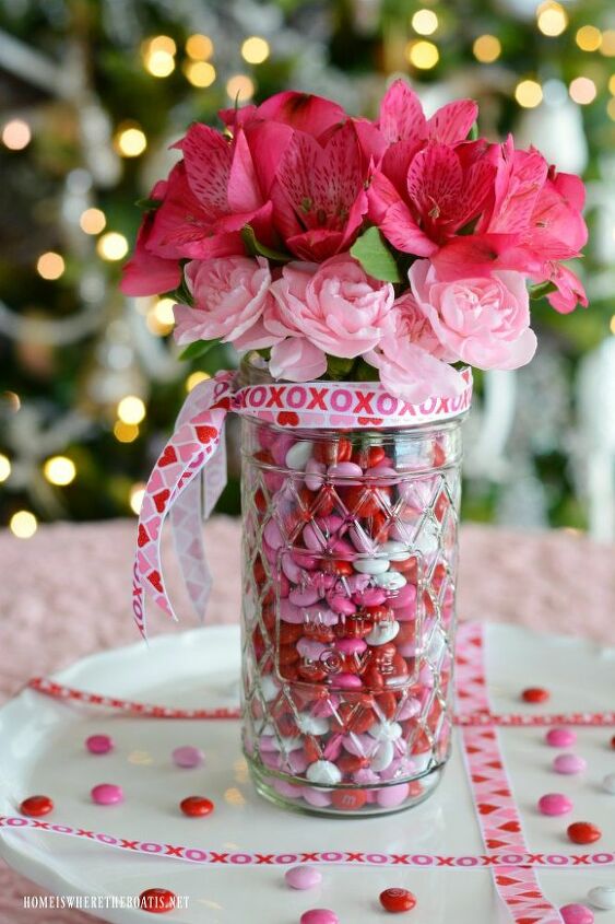 tarro de caramelos en flor hecho con amor