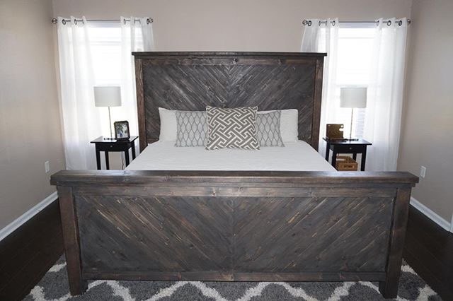 how to build a king bed with a stylish diy chevron headboard, DIY chevron headboard