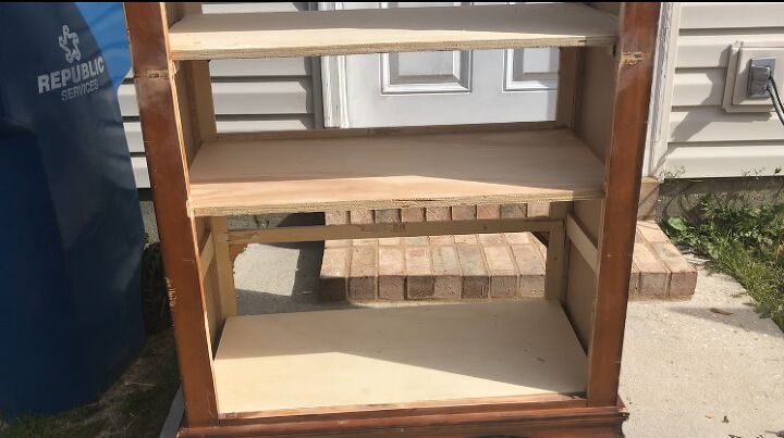 repurpose orange dresser into farmhouse pantry cabinet, Estantes