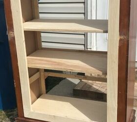 repurposed orange dresser into farmhouse pantry cabinet