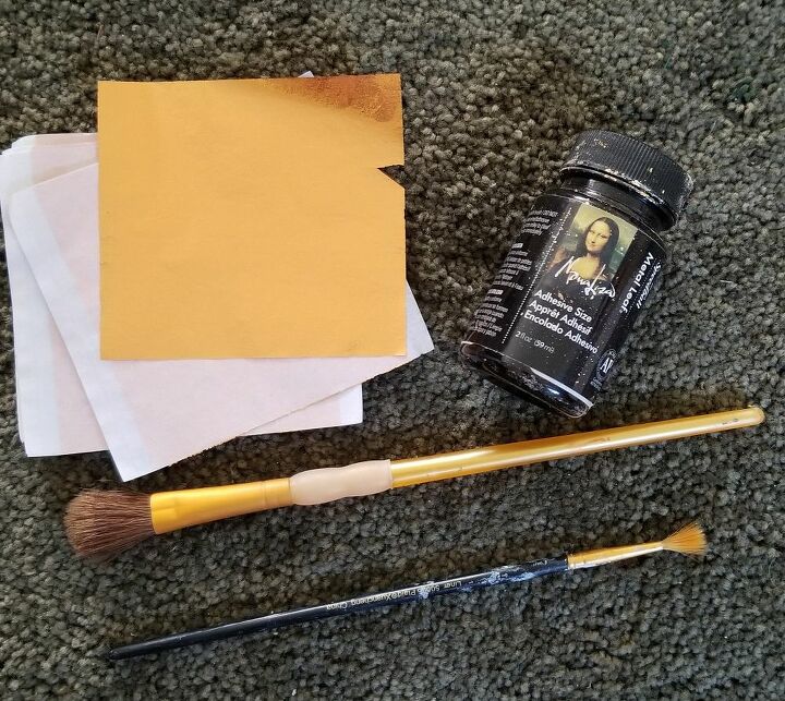 jewelry box makeover using metal leaf