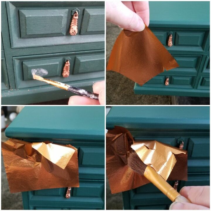 jewelry box makeover using metal leaf