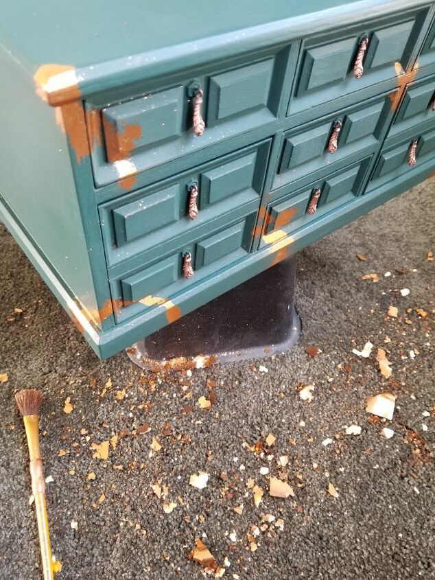 jewelry box makeover using metal leaf