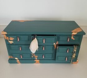 jewelry box makeover using metal leaf