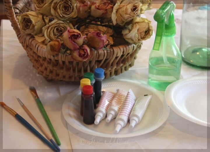 cmo teir rosas secas con colorante alimentario y cera para muebles