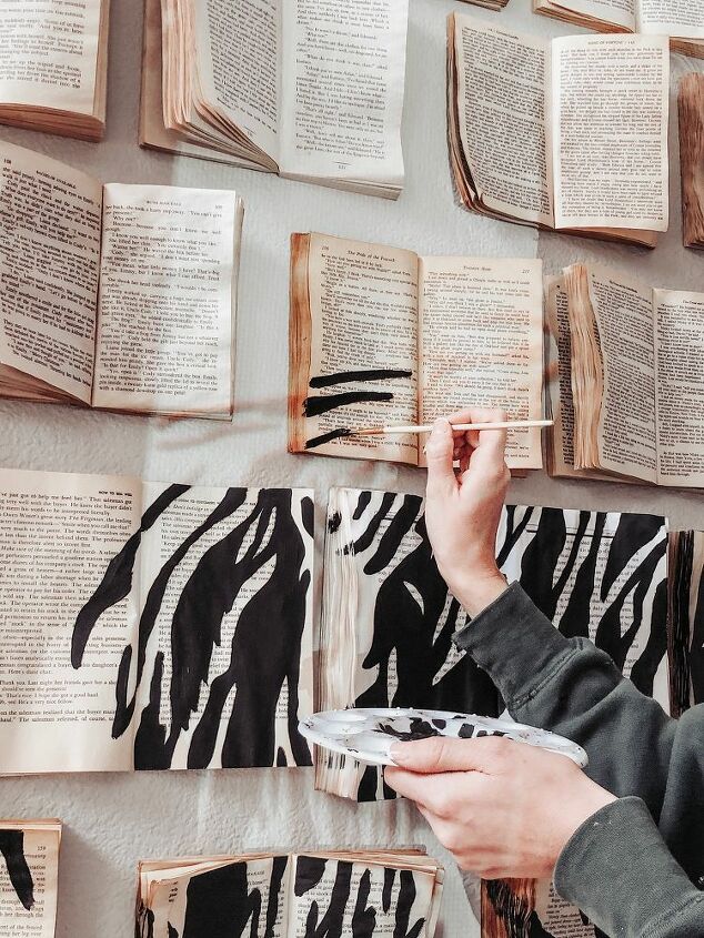 diy faux vintage book wall art installation