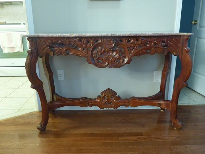 How To Paint A Console Table Rosewood Goes Rose Gold Diy Hometalk