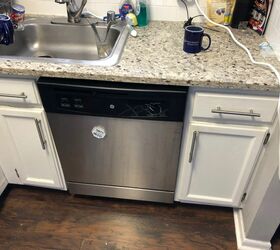 how to shift a dishwasher and add base cabinet under countertop
