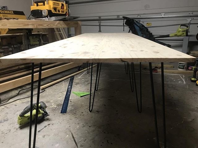 how to make a hairpin leg desk in a few easy steps, Tabletop before the stain