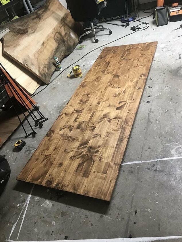 how to make a hairpin leg desk in a few easy steps, Stained tabletop