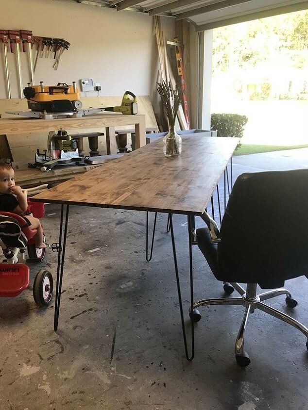 how to make a hairpin leg desk in a few easy steps, Hairpin dining table