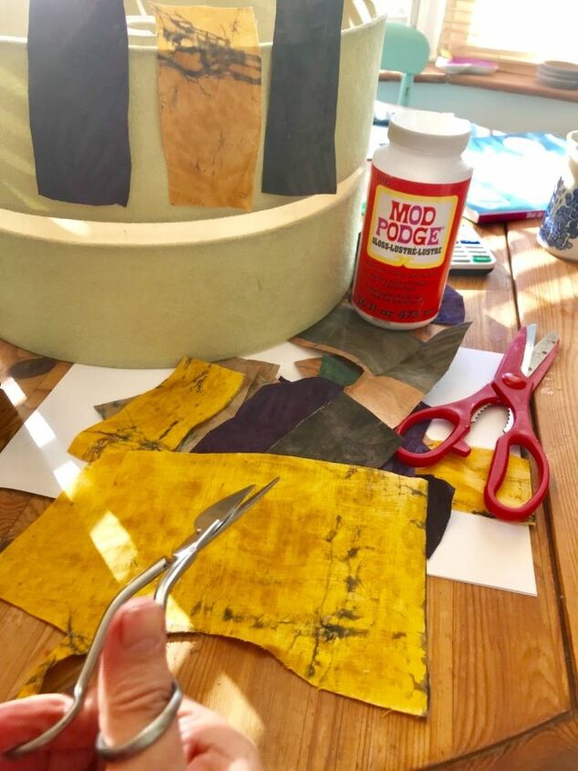 aprenda a fazer um abajur estilo batik usando tecido decoupage antigo, planeje o projeto