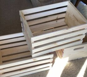 create a storage shelf with wood crates
