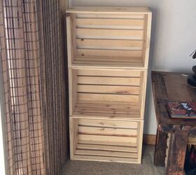 create a storage shelf with wood crates