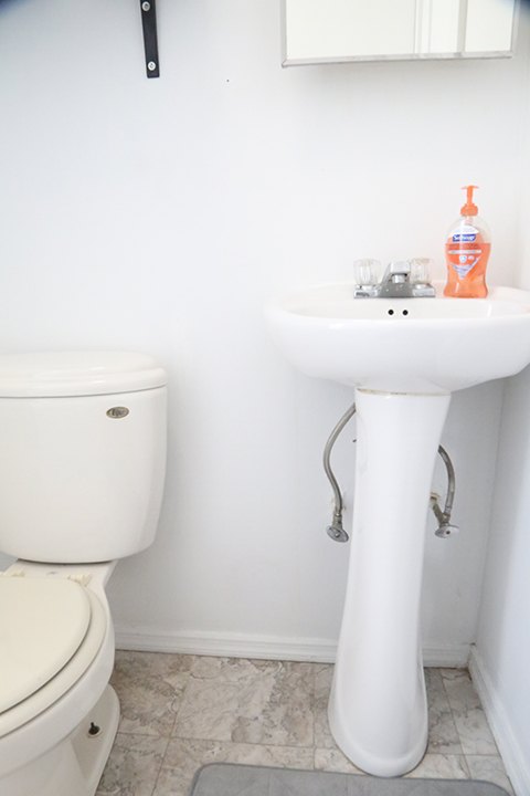 a brilliant solution for no small bathrooms with no counter space