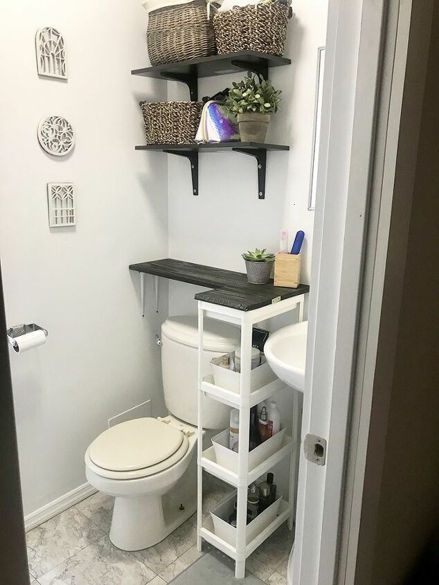 a brilliant solution for small bathrooms with no counter space