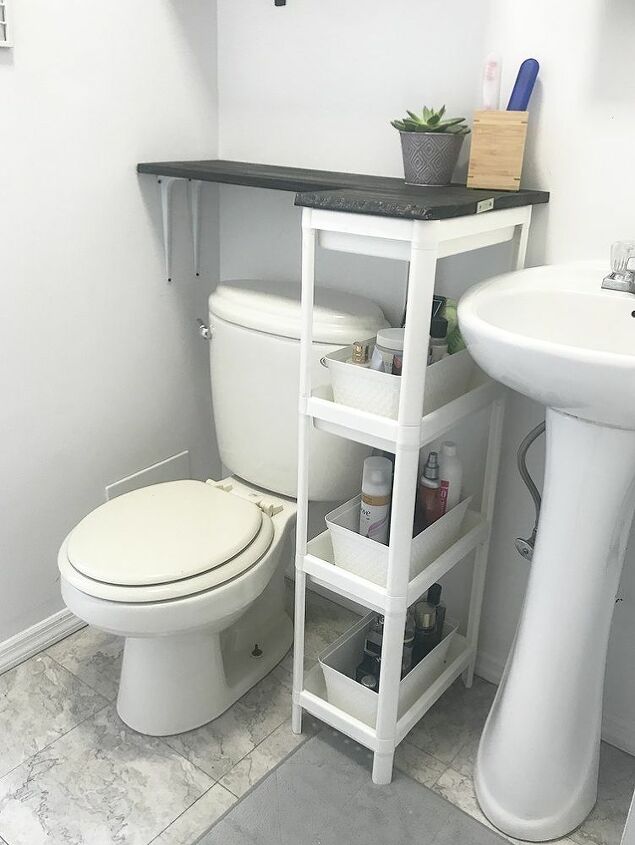 a brilliant solution for no small bathrooms with no counter space