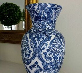 Napkin Decoupage Vases, Blue and White Chinoiserie Vase DIY Craft Idea