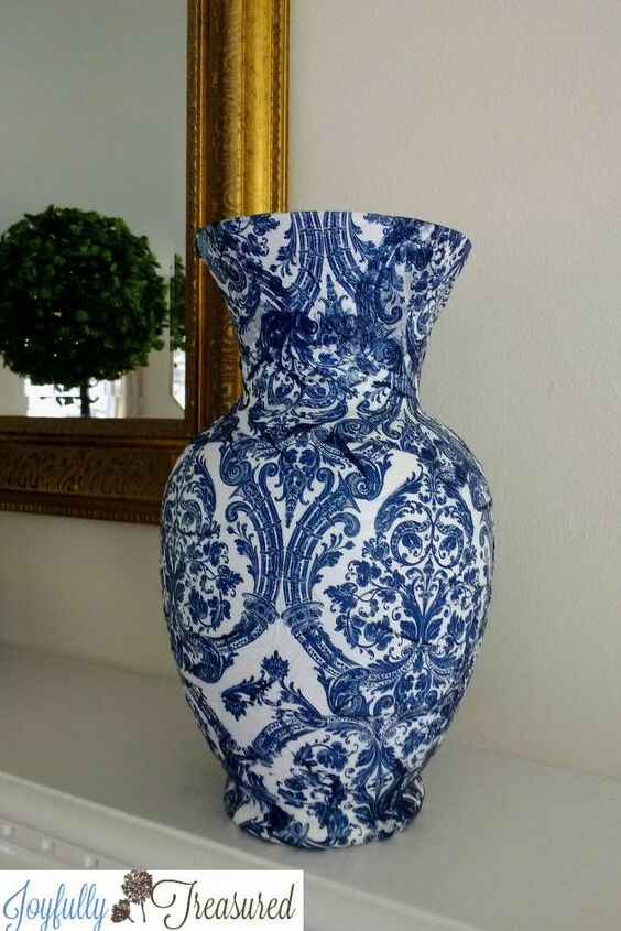 vasos com guardanapos para decoupage ideia de artesanato com chinoiserie azul e