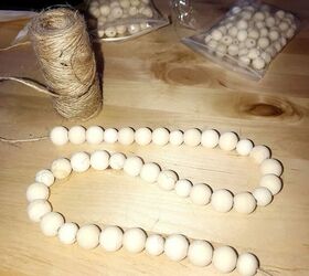 learn how to make a farmhouse diy wood bead garland