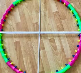 how to make a beautiful rag rug by making a loom from a hula hoop, Making the loom